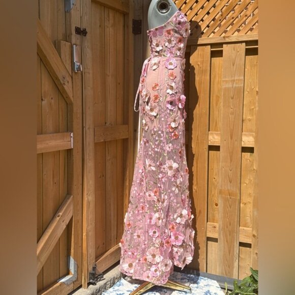 🆕 BRONX & BANCO 🧿 NWOT Jasmine Floral-Appliqued Gown, Pastel Pink Sz S US 4 - Picture 6 of 15